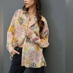 Large Pilcro Floral Boho Print Blouse